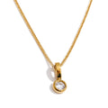 Yhpup Stainless Steel Small Exquisite CZ Zirconia Pendant Necklace for Women Trendy Fashion Chic Collar Jewelry Recommend Gift YH4929A Gold