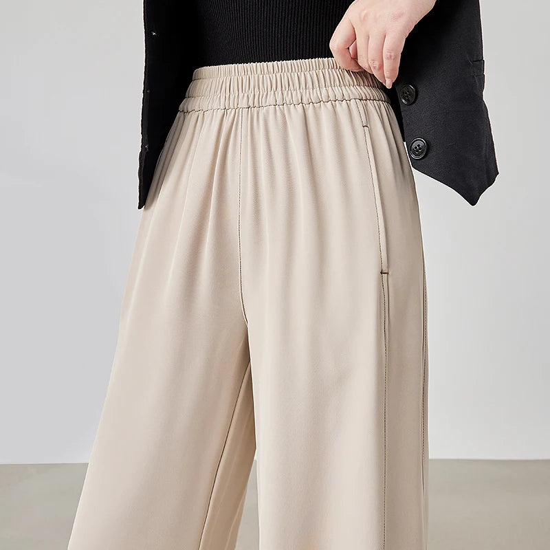 Calça Feminina Wide Leg Esportiva com Cós Elástico