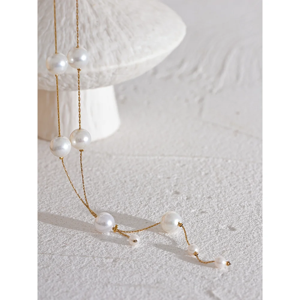 Colar Feminino Redondo com Pérola em Aço Inoxidável 3