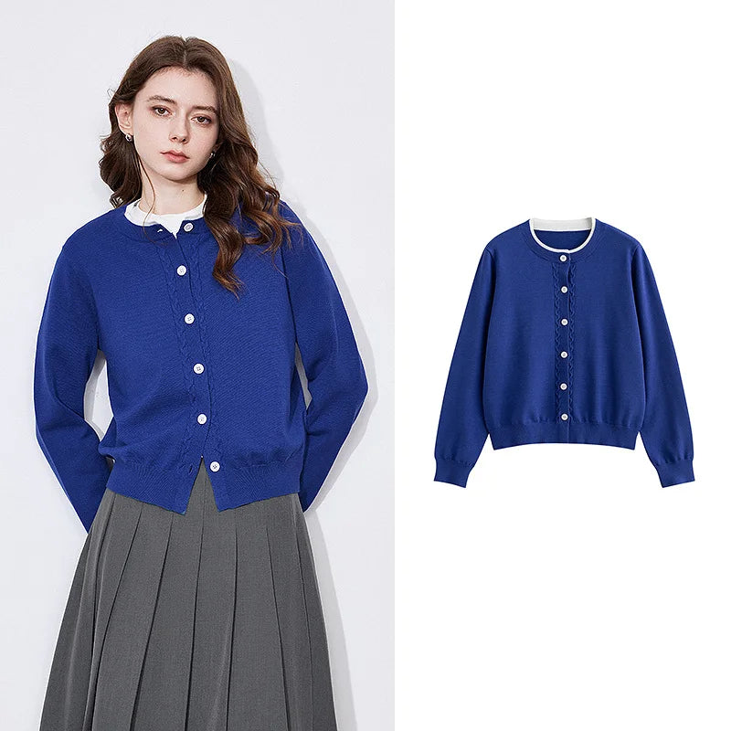 Cardigan Vermelho Bicolor com Botões