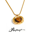 Colar de Olho-de-Tigre Feminino em Aço Inoxidável