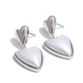 Yhpup Korean Fashion Simulated Pearls Heart Love Drop Earrings for Women Chic Stainless Steel Elegant Attractive Jewelry Gift
