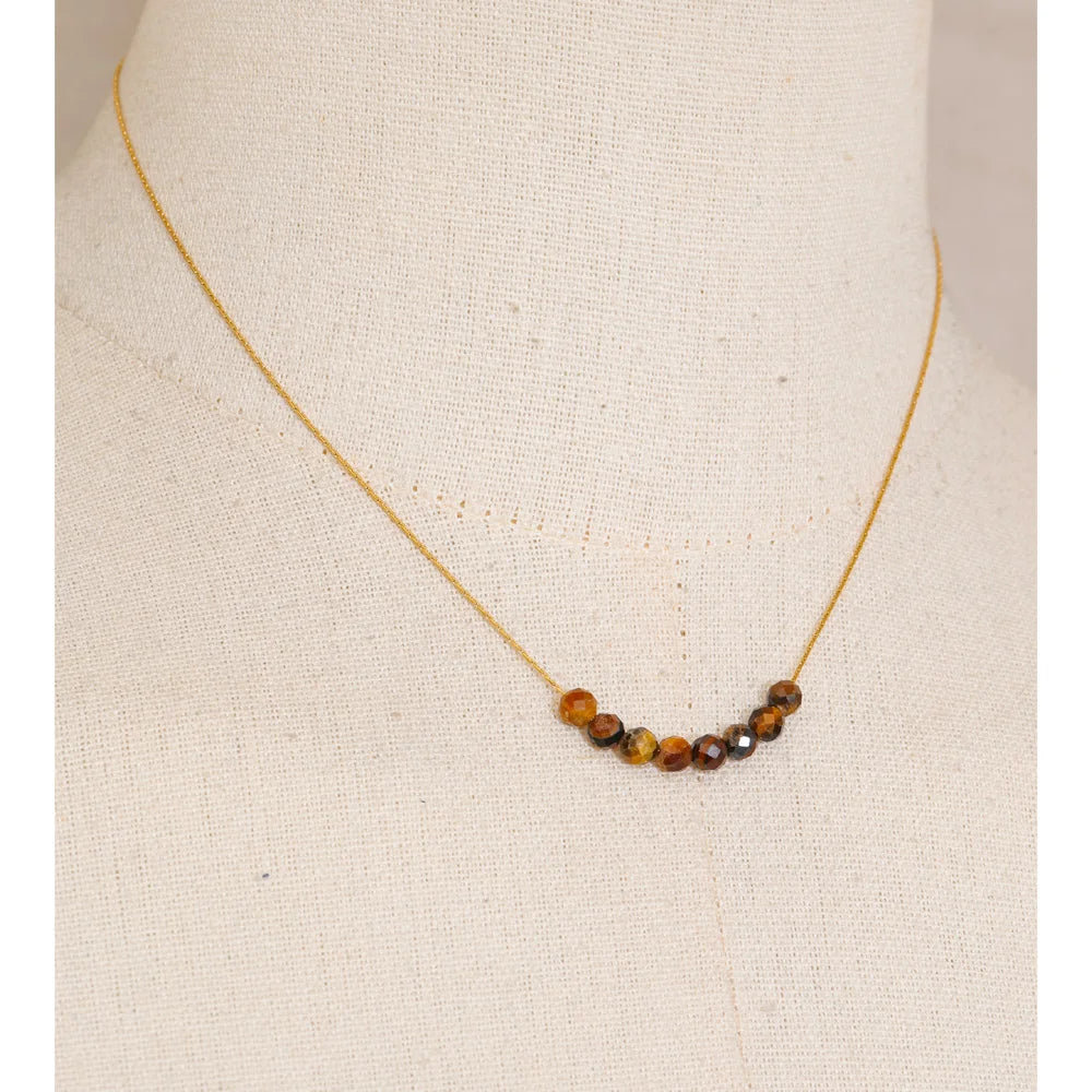 Yhpup Natural Aventurine Agate Tiger Stone Beads Chain Drop Necklace High Quality Fashion Collar Jewelry Gala Gift Wholesale