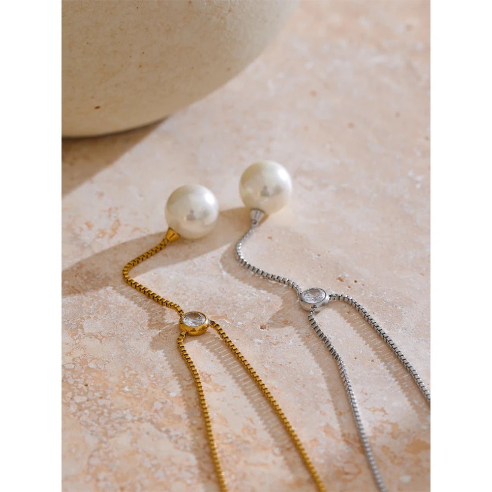 Colar Feminino Gota com Pérola em Aço Inoxidável
