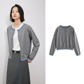 Cardigan Bicolor com Gola Redonda e Botões