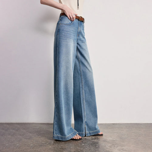Calça Jeans Feminina Wide Leg com Acetato