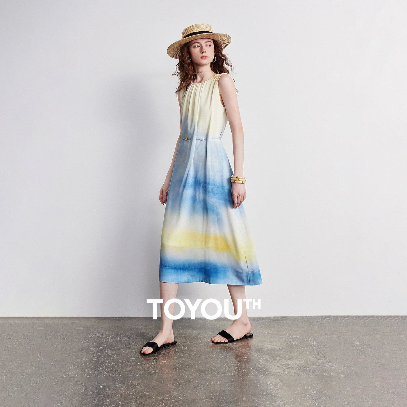 Vestido Feminino Degradê Aquarela com Caimento Solto