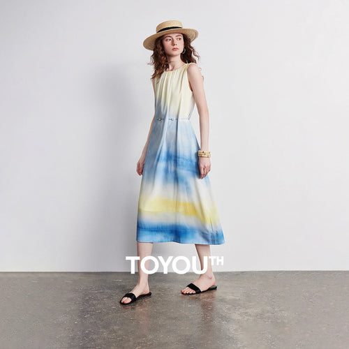 Vestido Feminino Degradê Aquarela com Caimento Solto