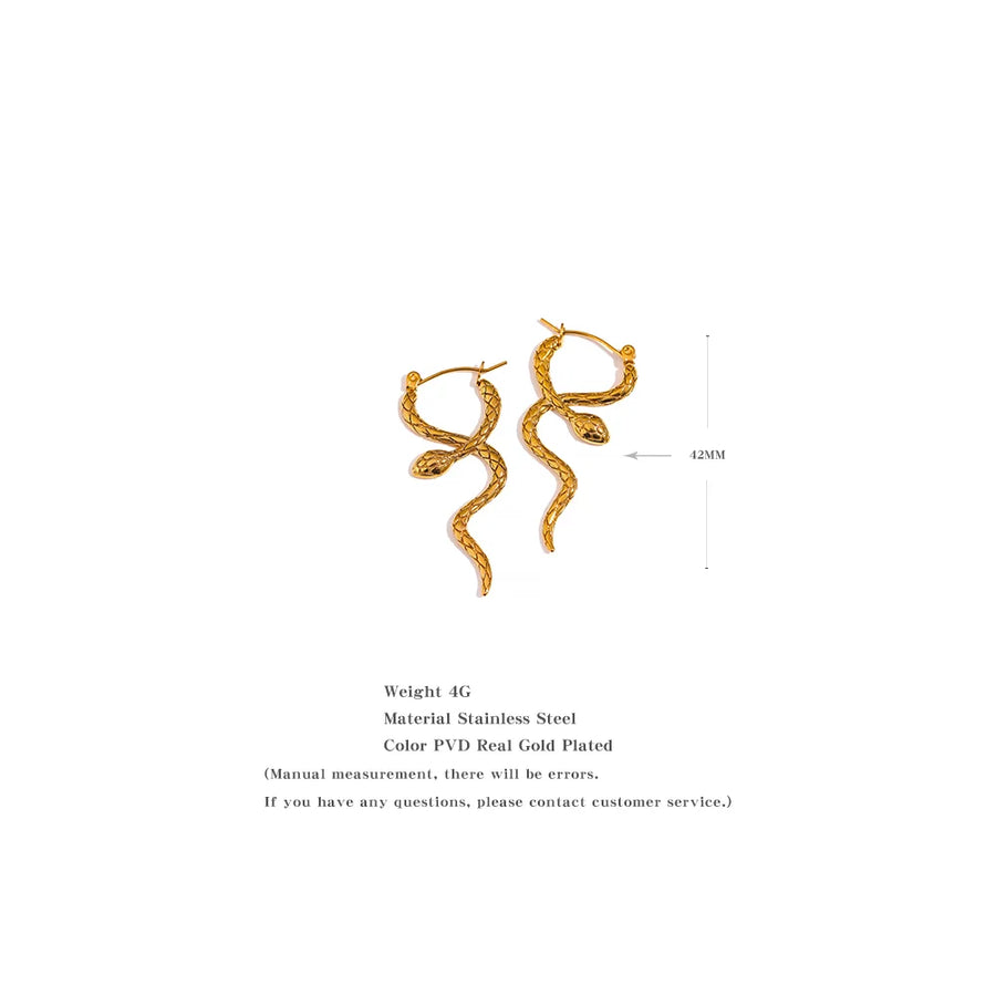 Brinco de Argola Cobra Texturizado Aço Inoxidável Ouro