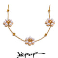 Colar Feminino Flor com Pérola em Aço Inoxidável