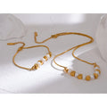 Conjunto Colar e Pulseira Gota com Pérola em Aço Inoxidável