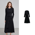 Vestido Midi Preto com Recorte nas Costas e Cintura Marcada Black