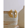Yhpup Trending Shell Flower Daily Stud Earrings Gold Color 18K Plated Stainless Steel Charm Ear Jewelry Gift