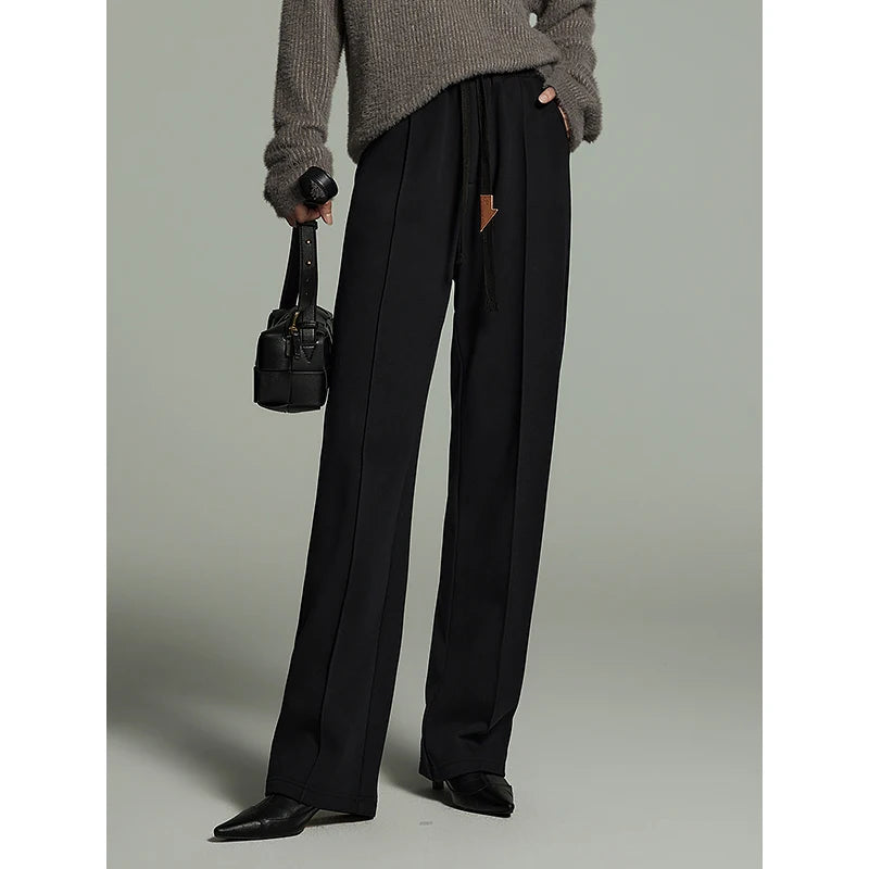 Calça Moletom Feminina Peluciada Wide Leg