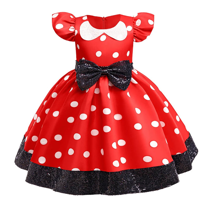 Vestido Infantil Festa Minnie Vermelho Para Menina