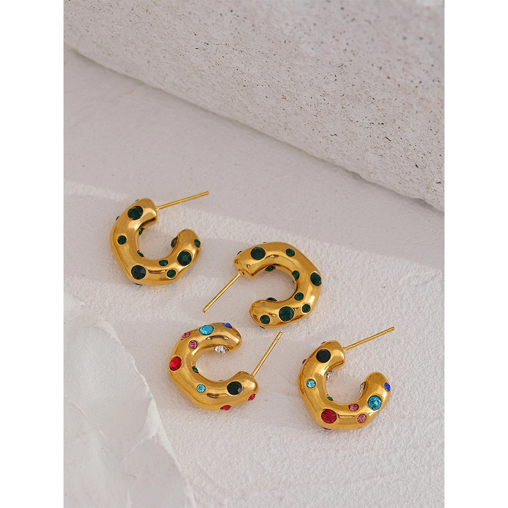 Brinco de Argola com Zircônias Coloridas