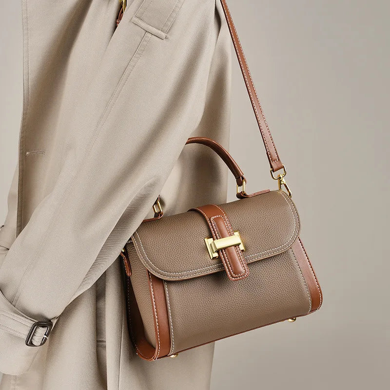 Bolsa feminina pequena de couro legítimo transversal vintage 2025