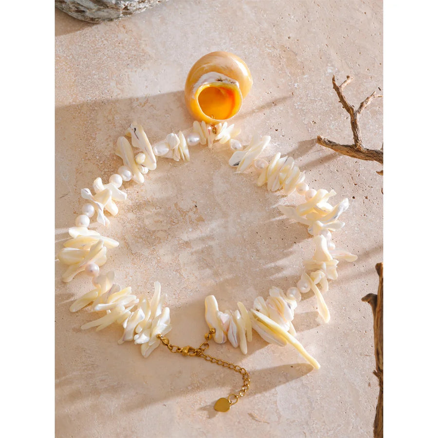 Yhpup Natural Pearl Shell Handmade Chain Conch Pendant Necklace Ocean Style Fashion Jewelry Summer Holiday Trendy Accessories