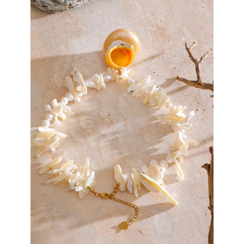 Yhpup Natural Pearl Shell Handmade Chain Conch Pendant Necklace Ocean Style Fashion Jewelry Summer Holiday Trendy Accessories
