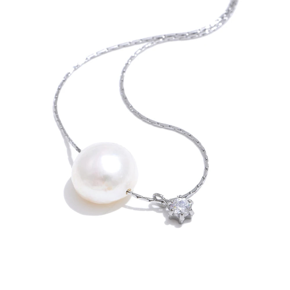 Colar Feminino Gota com Pérola em Aço Inoxidável 11 YH4838A Steel