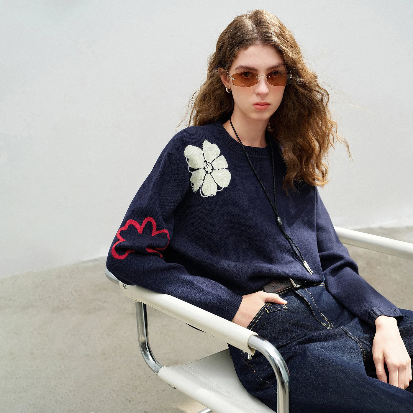 Suéter de Tricô com Jacquard Botânico