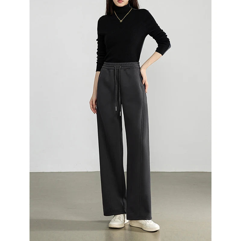 Calça Wide Leg Feminina de Algodão com Cordão