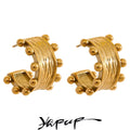 Yhpup France Fashion 18k Gold Plated Stainless Steel C Shape Hoop Earrings High Quality Geometry Charm Waterproof Jewelry Bijoux
