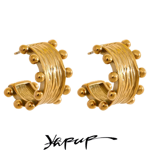 Brinco de Argola Formato C Aço Inoxidável Ouro