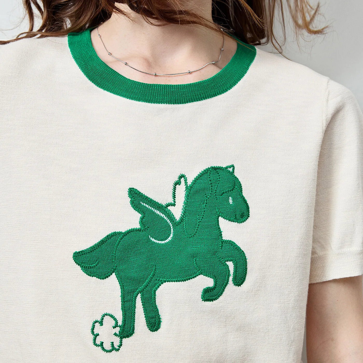 Blusa Feminina de Tricô com Estampa Pégaso e Textura