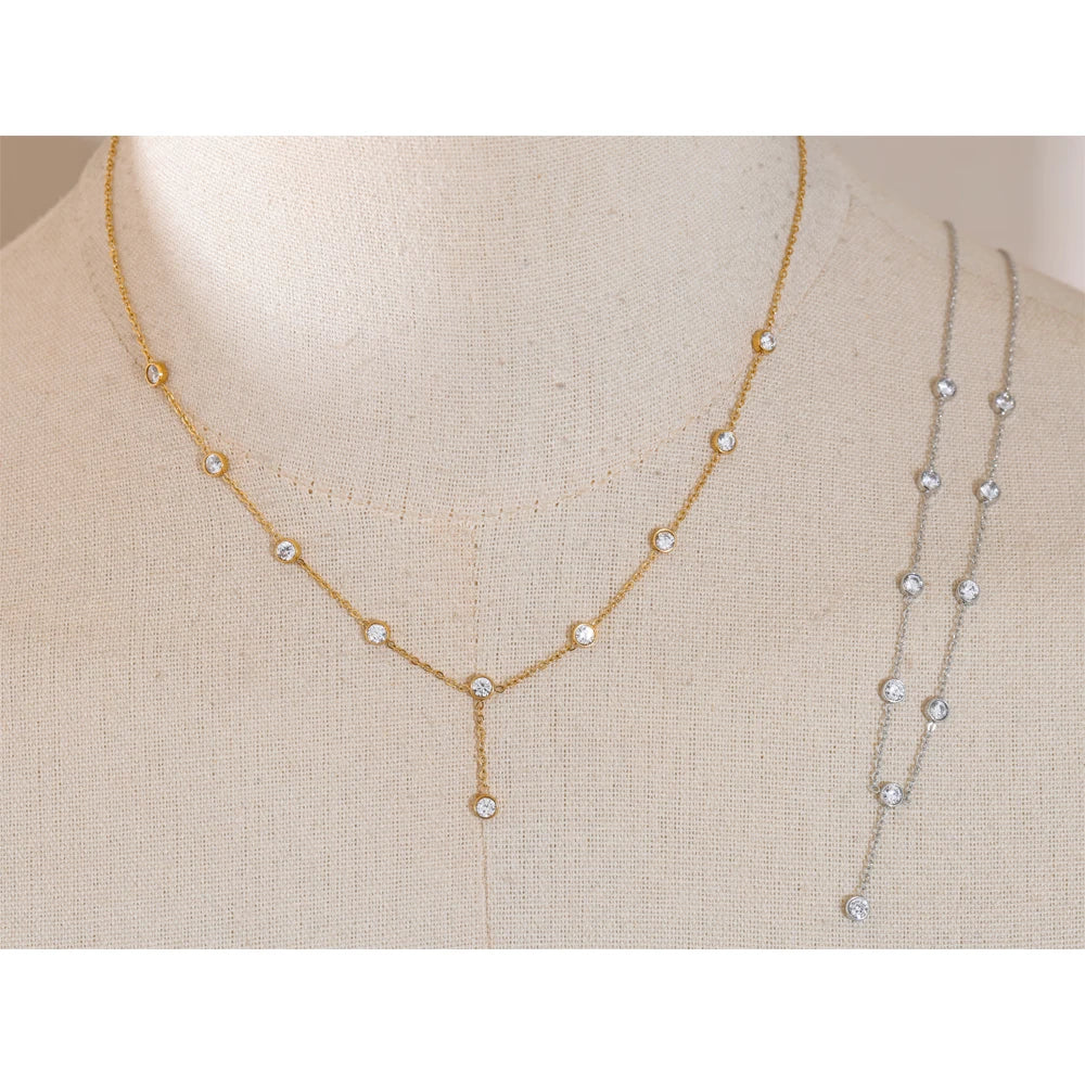 Colar Feminino Gota com Zircônia em Aço Inoxidável 7
