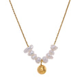 Yhpup Summer Natural Freshwater Pearls Delicate Korean Gentle Charm Necklace Stainless Steel Fashion Jewelry for Women YH1424A Gold