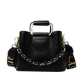 Bolsa Mini Bucket Feminina de Couro PU com Alça de Mão e Transversal
