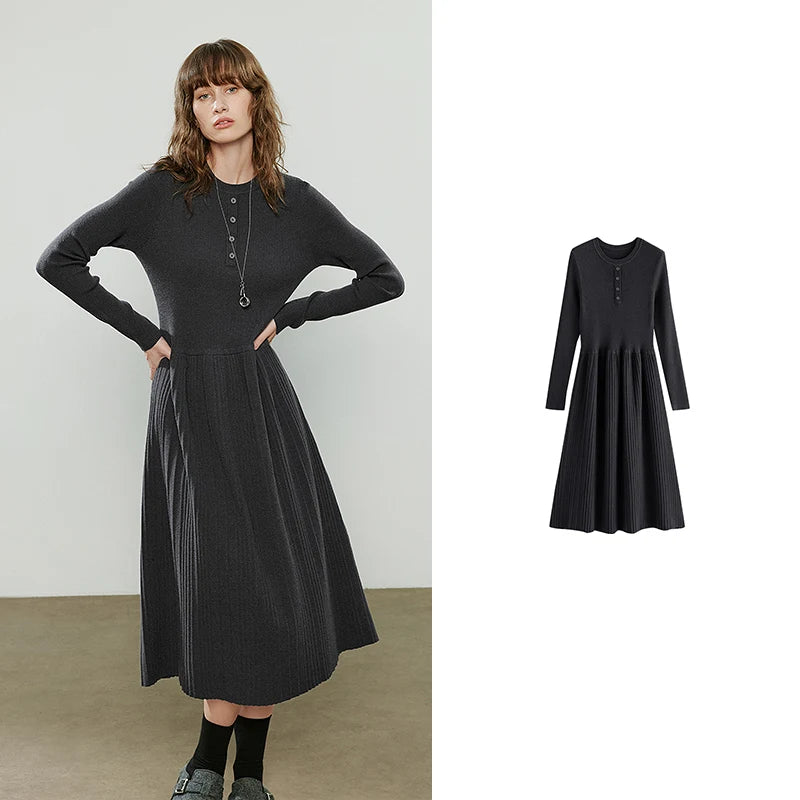 Vestido Midi de Malha Ajustado para Inverno gray