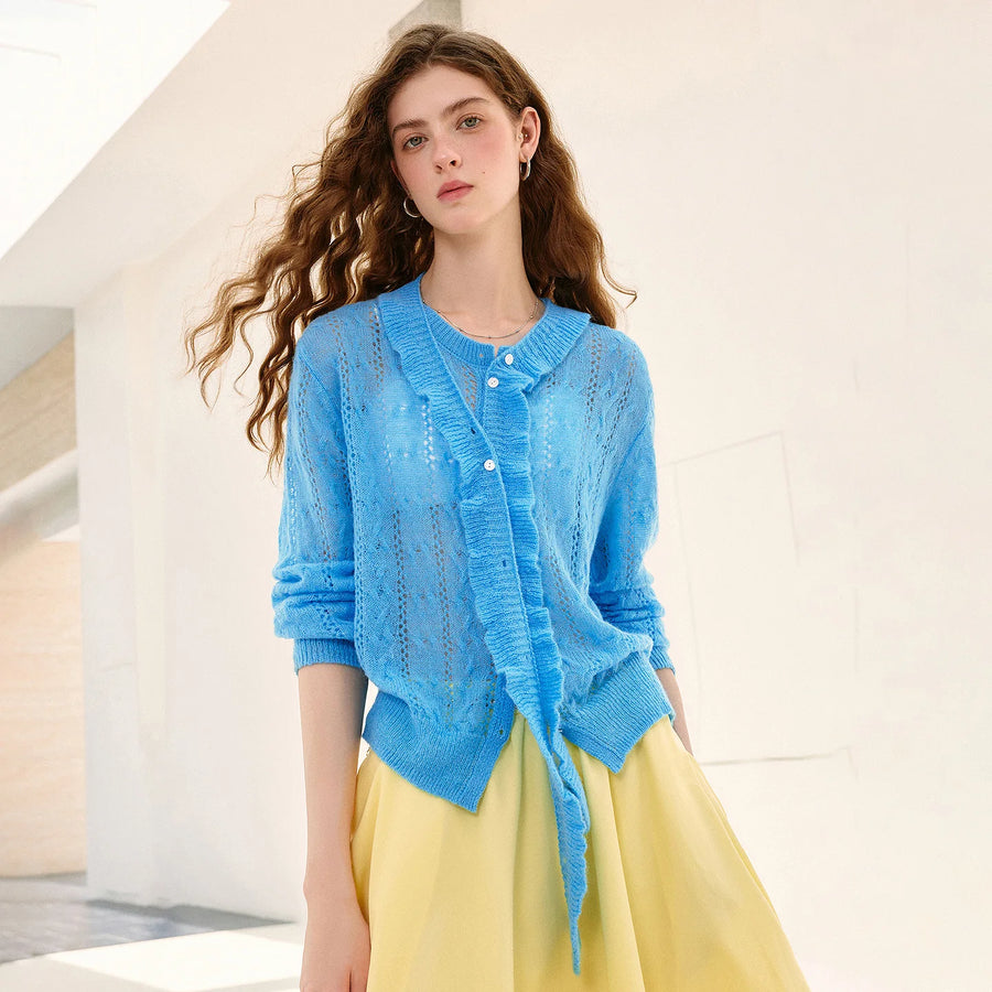 Blusa Feminina de Tricô com Renda Removível e Lã