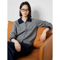 Cardigan Bicolor com Gola Polo e Botões