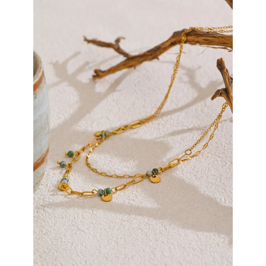 Colar Feminino de Camadas Gota em Aço Inoxidável 7
