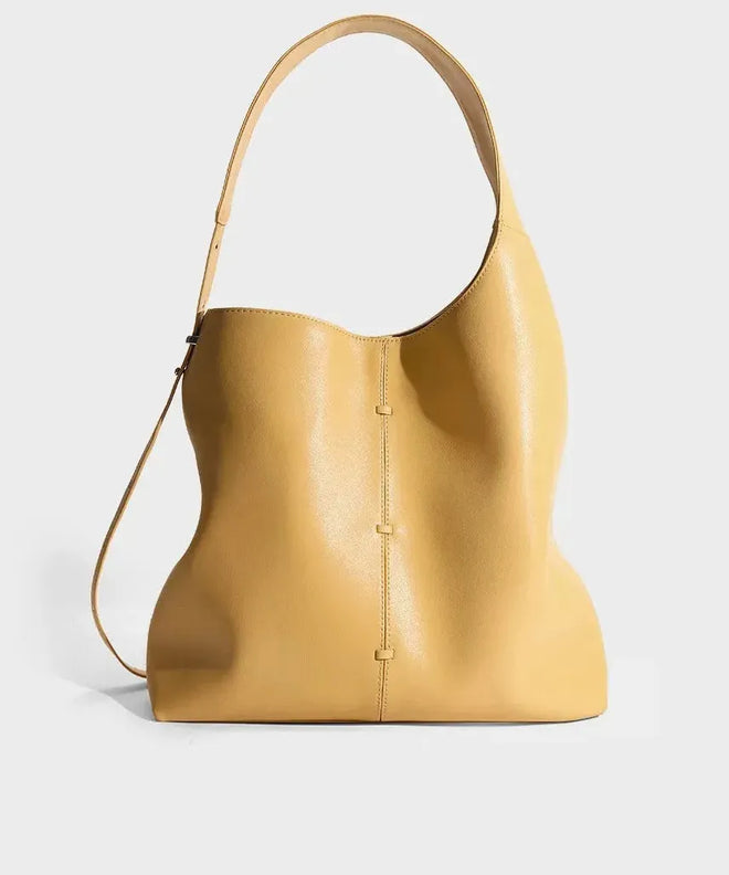 Bolsa feminina de couro legítimo grande capacidade ombro e sacola luxo