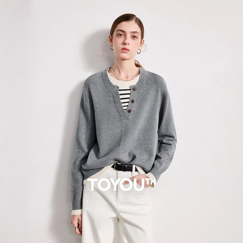Suéter Feminino Bicolor Efeito Duas Peças em Viscose