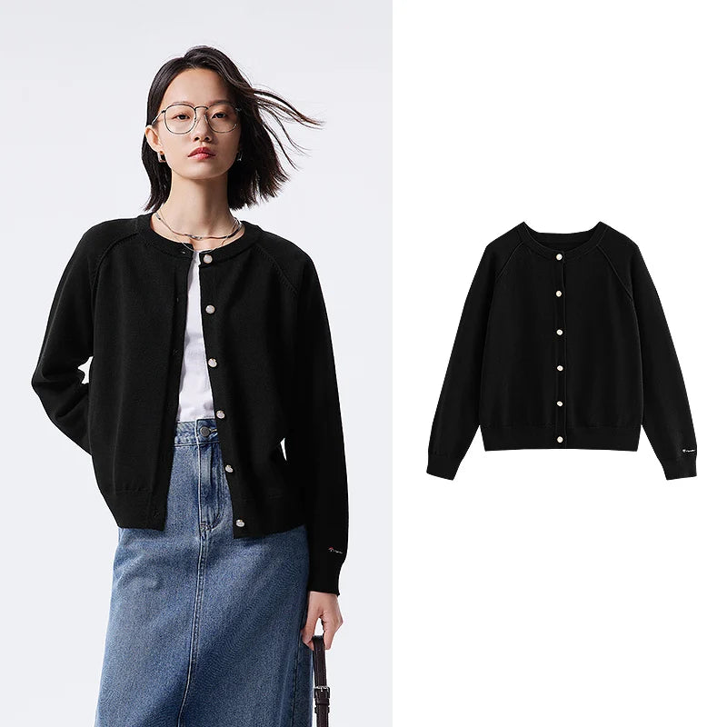 Cardigan Feminino de Algodão com Bordado e Manga Longa