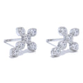 Yhpup Delicate Shiny Cubic Zirconia Cross Small Stud Earrings for Office Ladies Stainless Steel Trendy Chic Jewelry Waterproof