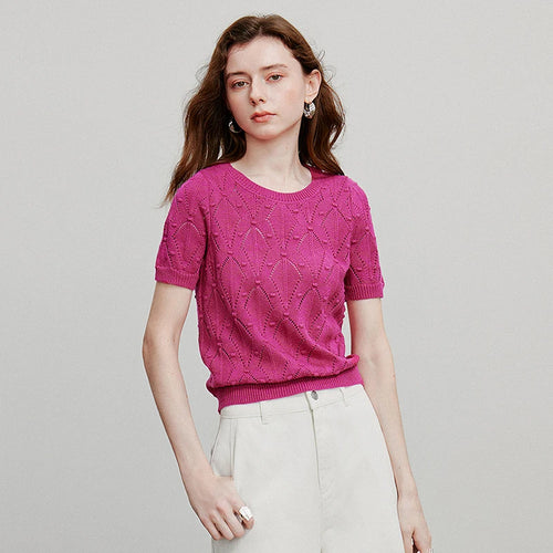 Blusa de Tricô Vazada com Padrão Argyle