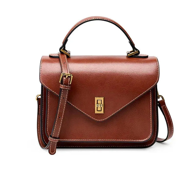 Bolsa feminina de couro legítimo vintage pequena verde 2025 estilo carteiro