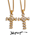 Colar Feminino Cruz com Zircônia em Aço Inoxidável 2