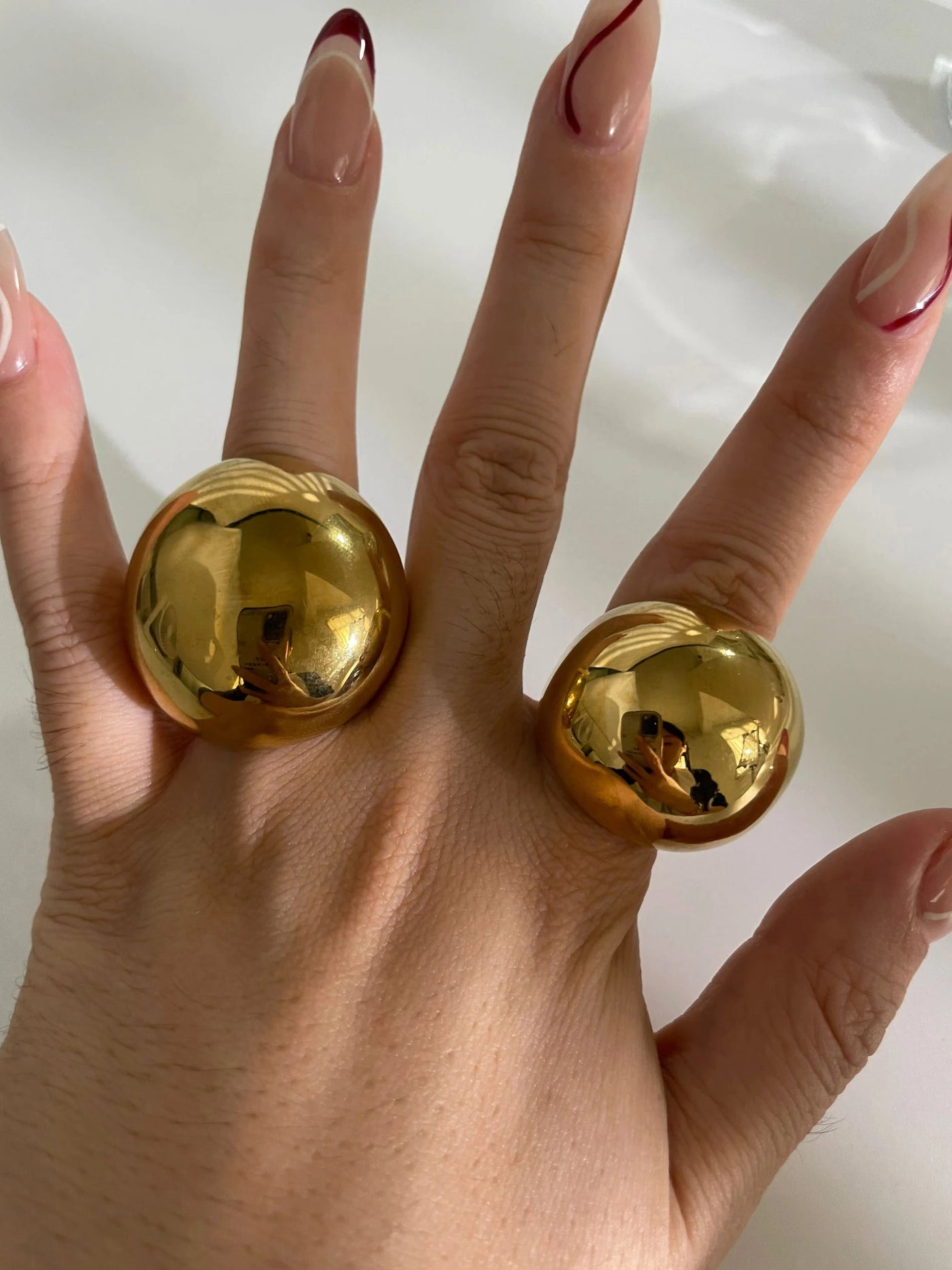 Anel Dome Extra Largo com Banho Ouro 18K