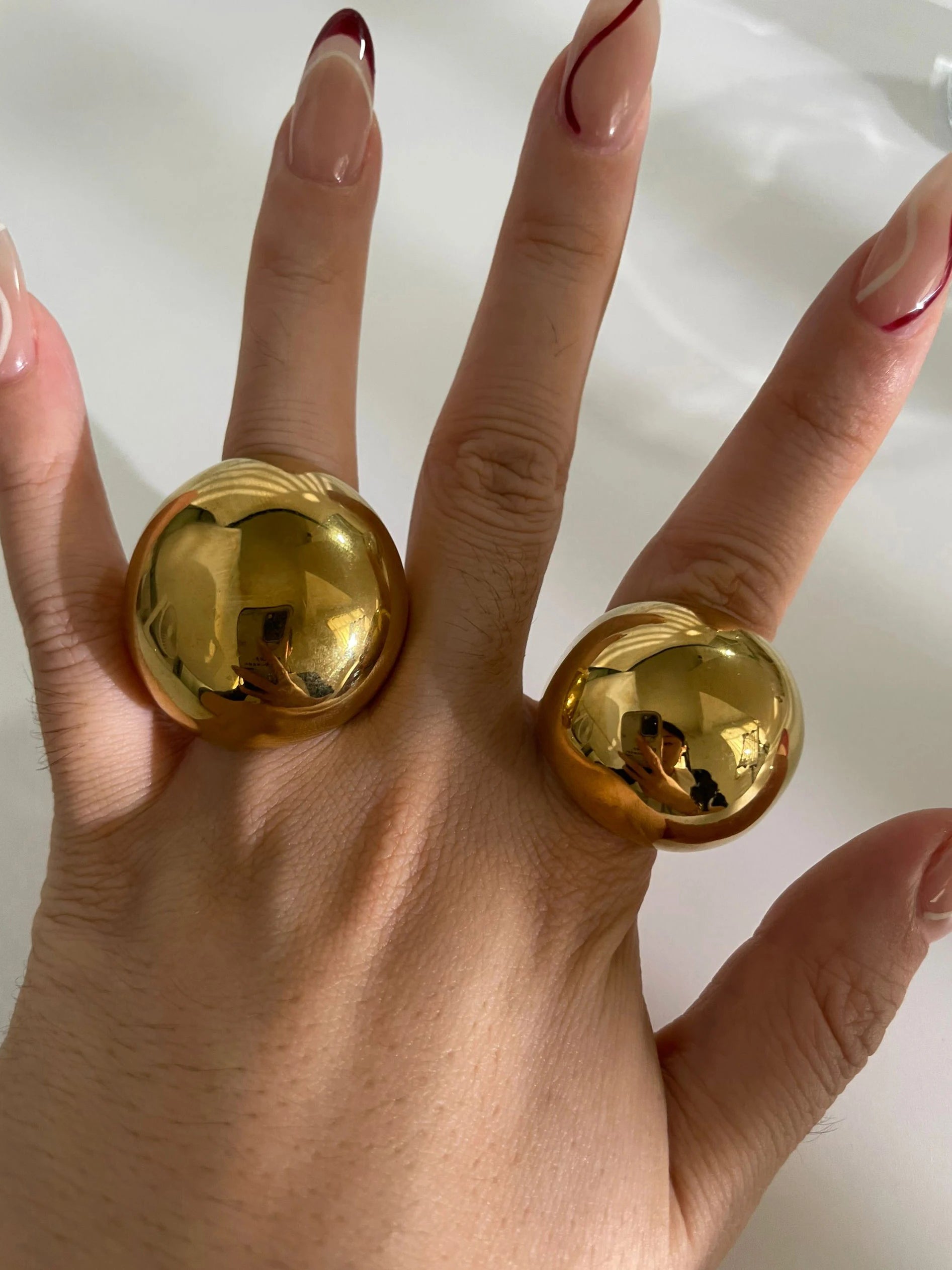 Anel Dome Extra Largo com Banho Ouro 18K