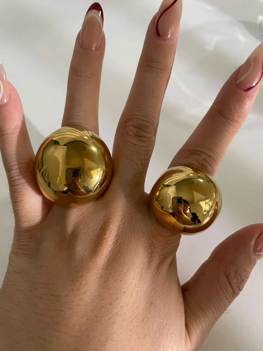 Anel Dome Extra Largo com Banho Ouro 18K