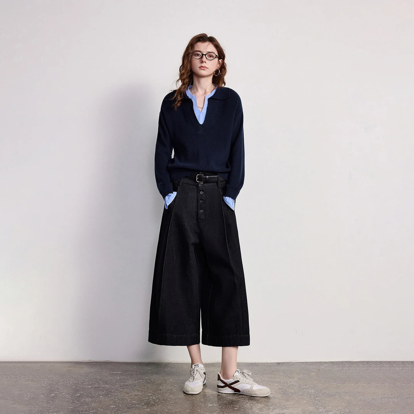 Calça Jeans Feminina Wide Leg Cintura Alta com Liocel