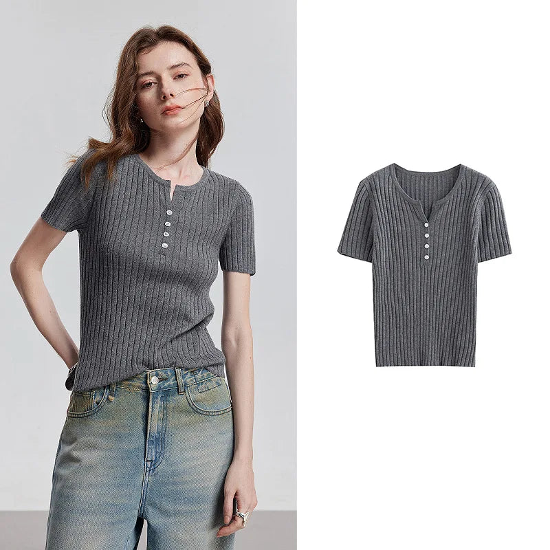 Blusa Feminina de Tricô Manga Curta