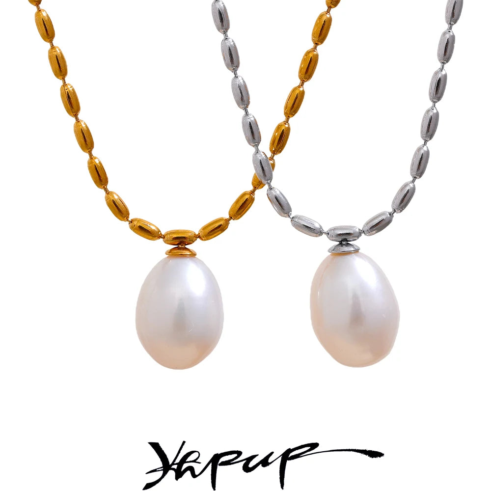 Colar Feminino Gota com Pérola em Aço Inoxidável 7