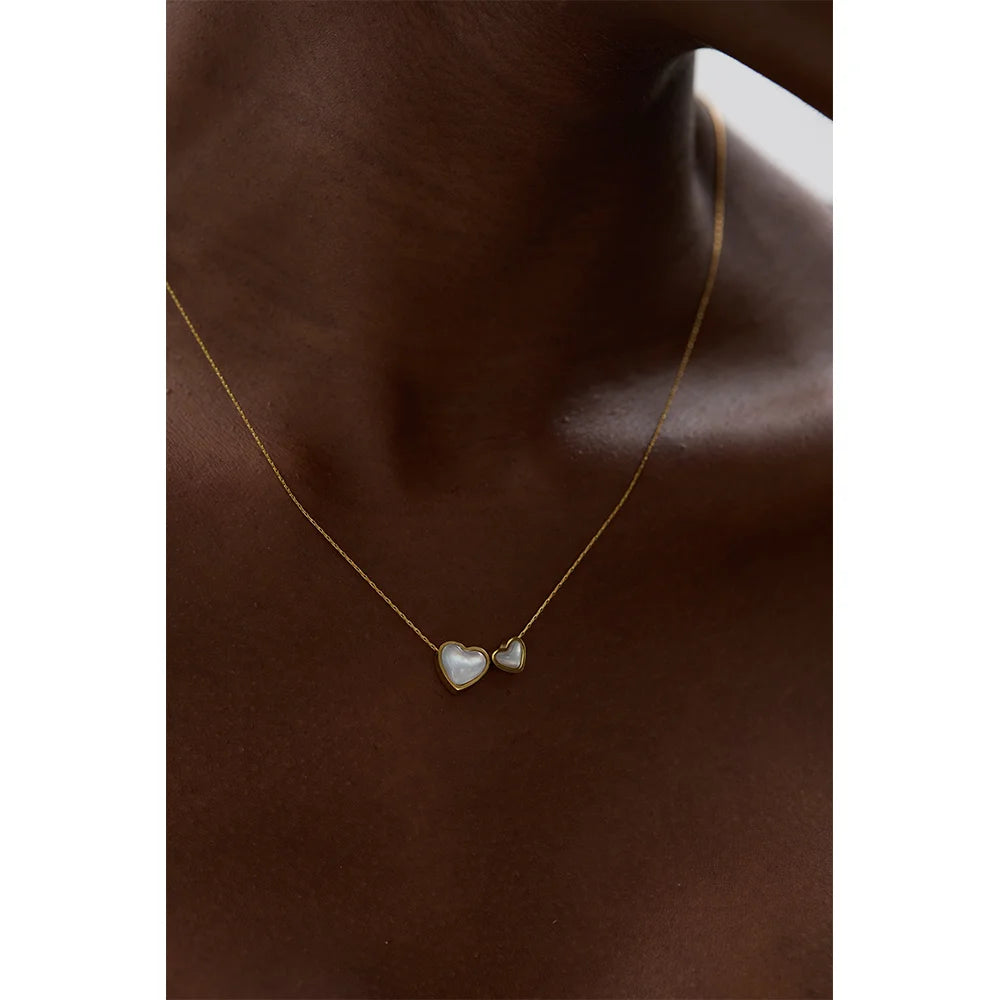 Yhpup Chic Stainless Steel Natural Shell Heart Pendant Necklace for Women Gold Color Romantic Charm Jewelry Bijoux Femme New